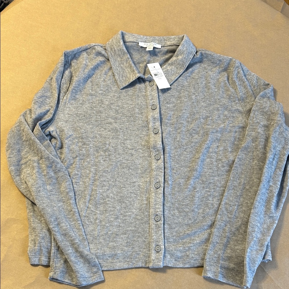 Ann Taylor Gray Collared Cardigan